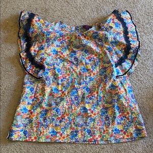 Cotton poplin top floral print